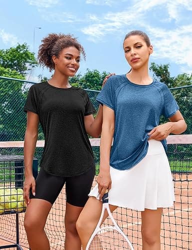 Gyabnw Women's Gym Shirts Short Sleeve Yoga Tops Workout Lightweight Quick Dry Back Mesh Loose Fit Sports Tops for Ladies thumbnail 6