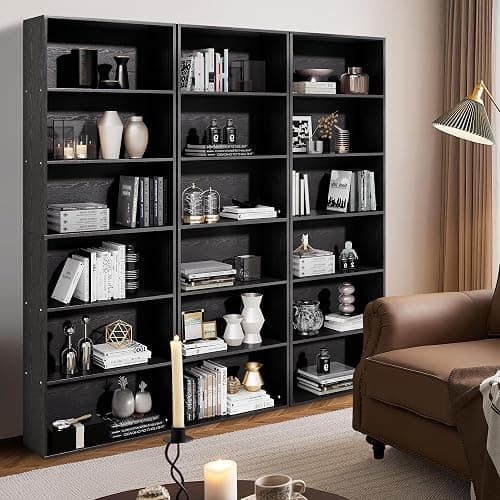 GRUSIGN 71" Tall 6-Tier Bookshelf, Large Open Display Bookcase with Ample Storage, Floor Standing Book Shelf for Living Room, Home Office, Bed Room, Black thumbnail 8