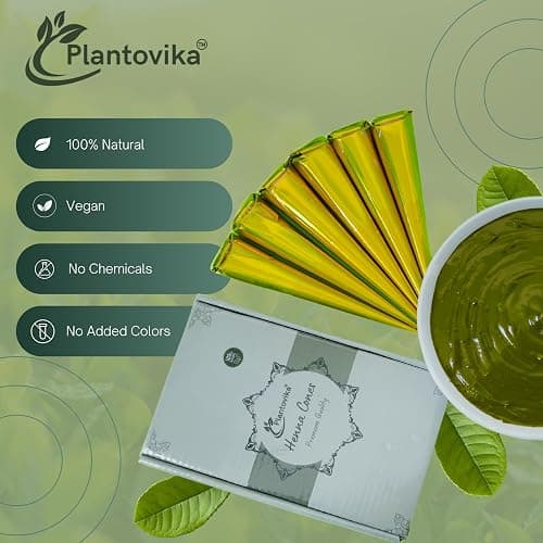 Plantovika 100% Natural and Pure Henna Cone or tube, Ready to use paste for Reddish Brown Hair Color, Long-lasting, No additives, Chemical free, Henna Hair Dye, Spot hair coloring (Pack of 6) thumbnail 4