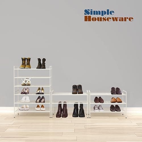 Simple Houseware 3-Tier Stackable Mesh Shoe Rack, White thumbnail 6