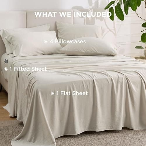 Bedsure Deep Pocket Queen Sheets - 6 Piece, Prewashed Ultra-Soft Queen Sheet Set, Fits Mattresses Up to 18 Inches Thick, Breathable & Secure Fit, Hotel Luxury Bedding, Linen thumbnail 5
