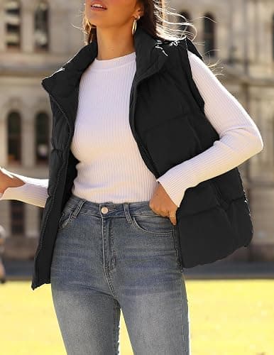Zeagoo Puffer Vest Women Sleeveless Lightweight Quilted Jacket Stand Collar Zip Up Down with Pockets Winter Outerwear 2025 thumbnail 5