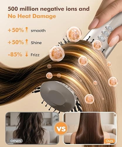 6-in-1 Hair Dryer Brush, Hair Styler with Automatic Curlers, 150,000 RPM High-Speed Negative Ionic Hair Dryer Fast Drying, Blow Dryer Brush for Curling/Volumizing/Straightening with Travel Bag, Gold thumbnail 6