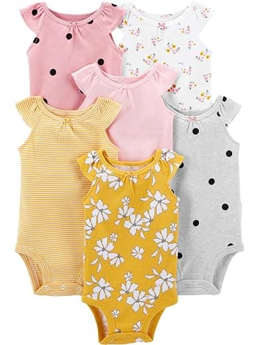 Simple Joys by Carter's Baby Girls 6 Pack Short Sleeve Bodysuit - Image 1