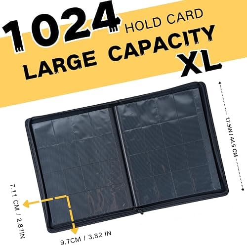 KUOOKING 1000+ Pockets Trading Card Binder, 16-Pocket Card Ablum Compatible with MTG,Sports Cards & Other Standard Size Trading Cards (Black) thumbnail 2