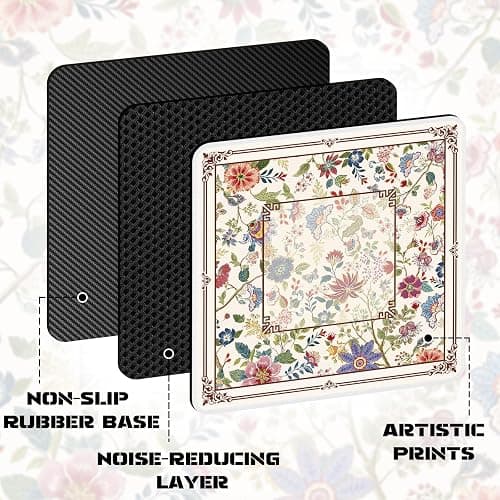 HEIFAM Mahjong Mat for Table, Mahjong Table Mat Flower 31x 31In, Non-Slip Noise Reduction Mah Jong Mat with Carrying Bag, Game Table Cover for Mahjongs Poker Card Dominoes, Christmas Birthday Gift thumbnail 5
