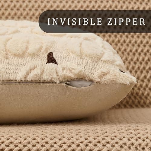 DFXSZ Fall Pillow Covers 18x18 Set of 2 Fall Decorations Beige Brown Pumpkin Throw Pillow Cases Soft Faux Fur Wool Couch Cushion Case for Chair Sofa Bedroom Living Room Home Decor PTK02V18 thumbnail 2