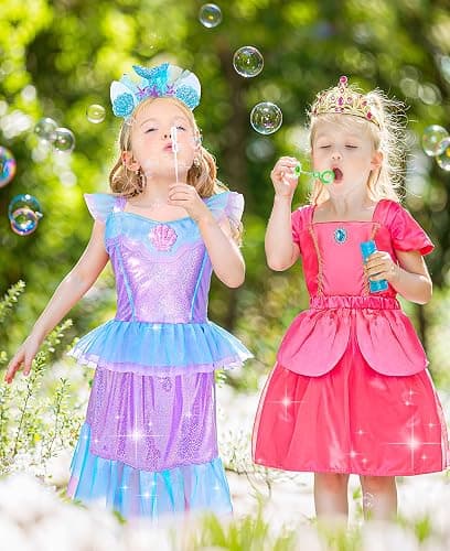 Jeowoqao Princess Dress Up Princess Dress for Girls, Dress up Clothes Little Girl Princess Pretent Play Costume Christmas Birthday Gift for Toddler Girls Age 3 4 5 6 Years thumbnail 6