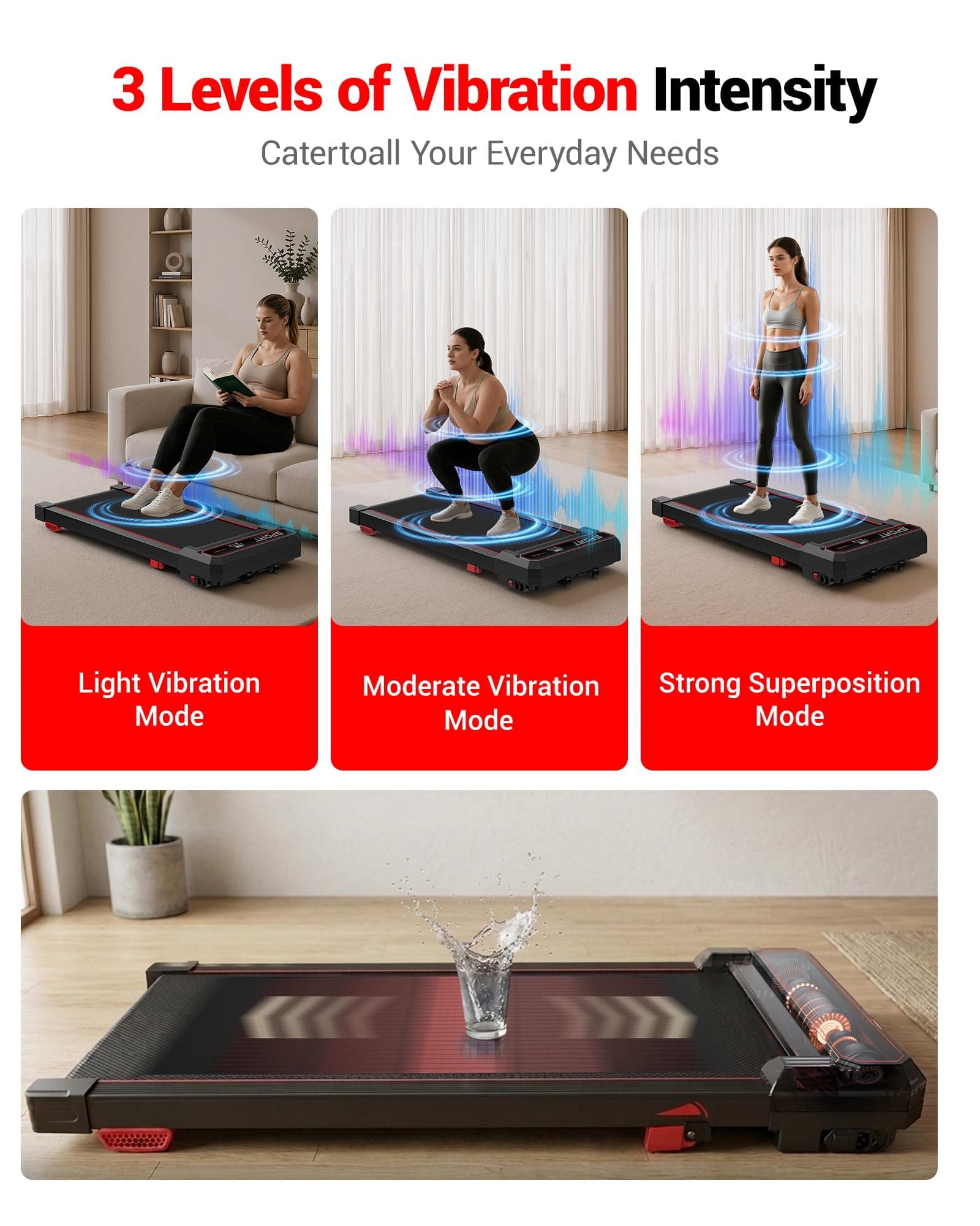 LONTEK 12% Incline Walking Vibration Pad Treadmills for Home, 4 in 1 PortableTreadmill with 120KG Weight Capacity, Under Desk Treadmill with 3.0HP Brushless Quiet | Compact, Foldable, Portable, Under Desk, 0.6-6.2MPH, Quiet 2.5HP, Remote & Digital Display, 330lb Capacity, Home Office Gym thumbnail 2