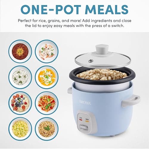 Aroma Housewares 4-Cups (Cooked) / 1Qt. Rice & Grain Cooker (ARC-302NGBL), Blue thumbnail 4