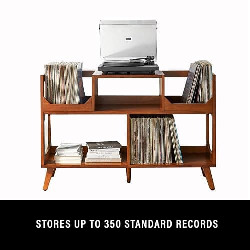 Crosley Furniture Asheville Mid-Century Modern Media Console Record Player Stand, Storage for Vinyl Records, Large, Walnut thumbnail 6