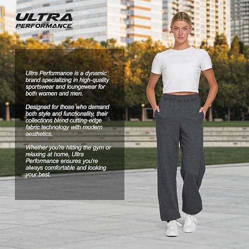 Ultra Performance Womens Joggers Wide Leg 3 Pack Sweatpants Women’s Active Jogger’s Baggy Cinch Bottoms Sweat Pants for Women thumbnail 7