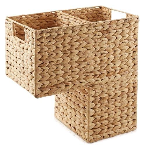 Casafield Stair Step Basket with Handles, Natural - Woven Water Hyacinth Staircase Basket Storage Bin Organizer thumbnail 4