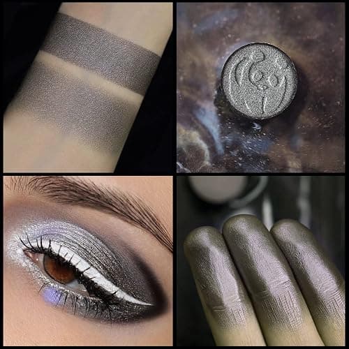 ecofavor Black Smoky Eye shadow Palette, DE’LANCI PANDA 9 Colors True Black Dark Grey Smokey Goth Makeup Pallet, 9 Soft Matte Shimmer High Pigmented Basic Black White Gray Shade for Halloween thumbnail 2