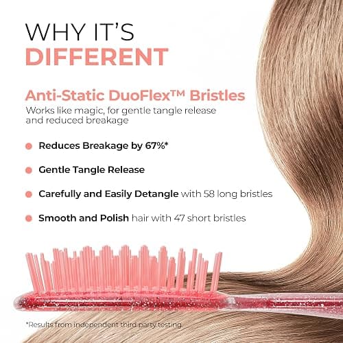 FHI Heat UNbrush Detangling Brush for Pain-Free Brushing on All Wet or Dry Hair Types — Durable DuoFlex Anti-Static Bristles, Lightweight Handle, Vented Hair Brush thumbnail 3
