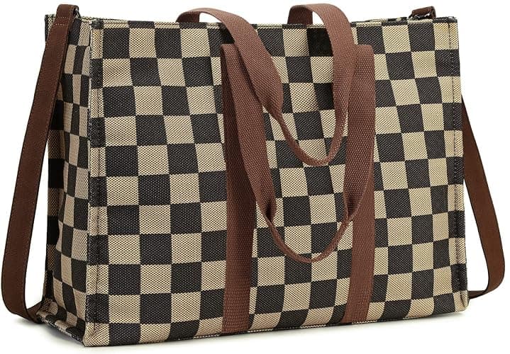 Laptop Tote Bag for Women Work 15.6 inch Canvas Shoulder Bags Computer Messenger Purse Teacher Handbag Office Briefcase - Image 1