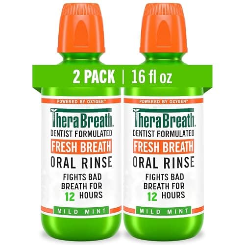 TheraBreath Fresh Breath Mouthwash, Mild Mint Flavor, Alcohol-Free, 16 Fl Oz (2-Pack) - Image 1