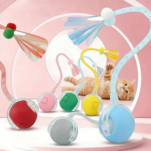 Interactive Cat Toy Ball, Automatic Cat Toys for Indoor Cats with 3 Modes | LED Light, 3 Replaceable Tails, Rechargeable Rolling Toy with Smart Sensor for Kittens & Adult Cats,USB Rechargeable thumbnail 9