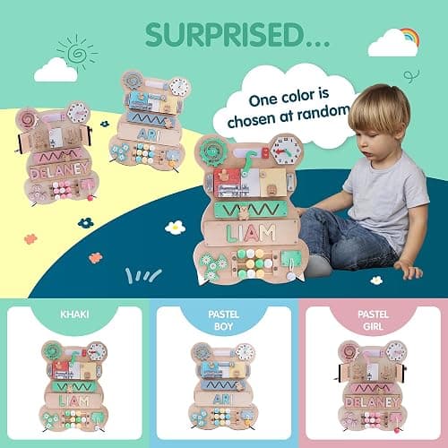 Nabytok Customized Name Puzzle for Toddlers (Fixed I J Letters) Personalized Toddlers Busy Board, Baby Personalized Board for 1-5 Years Old, First Birthday Gift, Montessori Toys (Khaki) thumbnail 8