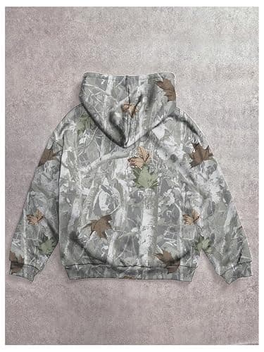 COZYEASE Girl's Graphic Camo Hoodie Long Sleeve Drop Shoulder Hooded Sweatshirts Loose Vintage Pullovers thumbnail 2