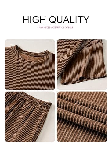 SHEWIN Two 2 Piece Sets for Women Short Sleeve Shirts High Waisted Shorts with Pockets Pajamas Lounge Matching Set thumbnail 6