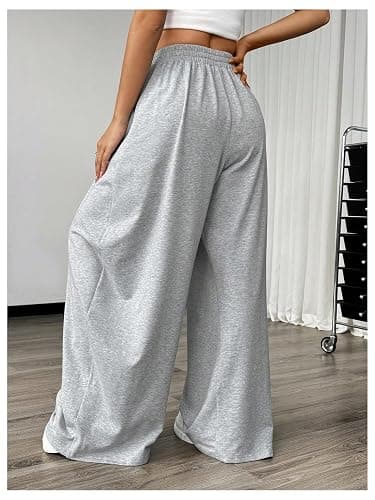 SweatyRocks Women's Barrel Pants Wide Leg High Waist Baggy Sweatpants Elastic Oversized Athletic Joggers Trousers thumbnail 2