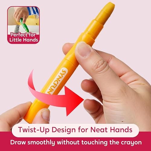 SYNCFUN 24 Pcs Twistable Silky Crayons, Washable Crayons for Paper, Easy to Hold & Quick-Drying Art Supplies, Non-Toxic, Mess Free, Birthday Valentine Easter Gifts for Kids Ages 3 and Up thumbnail 8