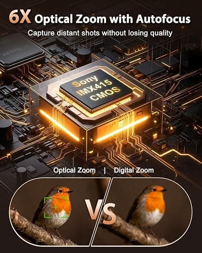 5K Digital Camera for Photography with 6X Optical Zoom, Autofocus 96MP Vlogging Camera for YouTube Video with Dual-Lens, Compact Point and Shoot Travel Cameras for Beginners with 64GB Card & Flash thumbnail 4