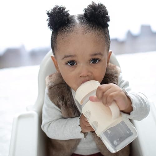 Dr. Brown's Milestones Wide-Neck Sippy Spout Bottle with 100% Silicone Handles, Easy-Grip Handles with Soft Sippy Spout, 9oz/270mL, Light-Pink & Ecru, 2-Pack, 6m+ thumbnail 9