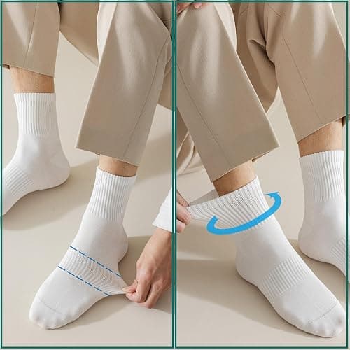 MAGIARTE Mens Athletic Cotton Quarter Crew Socks Moisture Wicking Odor Control Arch Support Compression Running Socks for men thumbnail 2