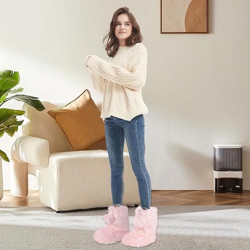 Forfoot Slipper Boots, Cozy Indoor Booties for Women Fluffy Comfortable House Shoes Fuzzy Anti-Slip Boots Winter thumbnail 2