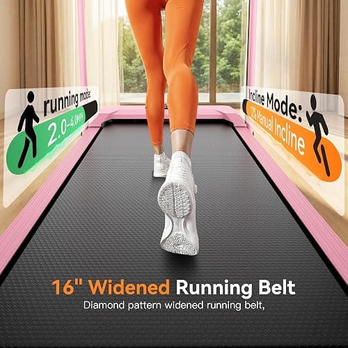 Small Walking Pad Treadmill with Incline - Under Desk Treadmills with Handle Bar, Compact Portable Foldable Treadmills for Home Small Spaces, Office, Remote Control & LED Display thumbnail 6