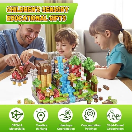 Fitrobust 200PCS Magnetic Building Blocks Set, Magnetic Tiles Kids Build Cubes STEM Game Toys, Build Forest World Set, Christmas Birthday Gifts for Boys & Girls Age 3 4 5 6 7 8 9 10, 0.8 in Size thumbnail 2