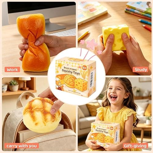 dZbGift Bread Butter Squishy,Cheese Squishy,3pcs Slow Rising squishies -Squeeze Toys,Jumbo squishies for Stress Relief,Gift for Boys Girls Adults thumbnail 6