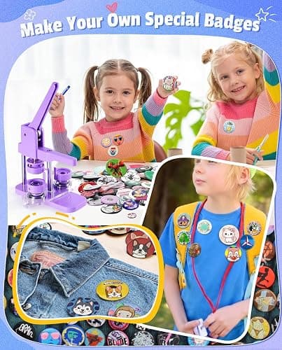 Alldeer Button Maker Machine Kit 32mm - 1.25 inch Badge Pin Maker for Kids thumbnail 3