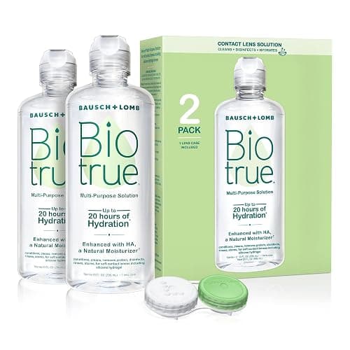 Biotrue Contact Solution, Multi-Purpose Solution with Lens Case, Cleans, Conditions, Hydrates, Disinfects, Removes Protein, Dirt & Debris, Contact Lens Cleaner & Storage, 10 Fl Oz (Pack of 2) - Image 1