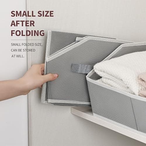 Homsorout Large Storage Bins Baskets - 6 Pack Closet Storage Cubes, Fabric Baskets for Organizing, Cube Organizer Bins with Handles, Foldable Boxes for Clothes, Towels, Grey thumbnail 6