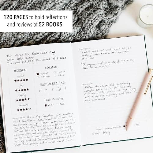 Duncan & Stone Reading Journal for Book Lovers, Daily Log, Teal, 120pg | Linen-bound 120-page reading log to track books read & reviews; an ideal book lover & reader gift for women thumbnail 5