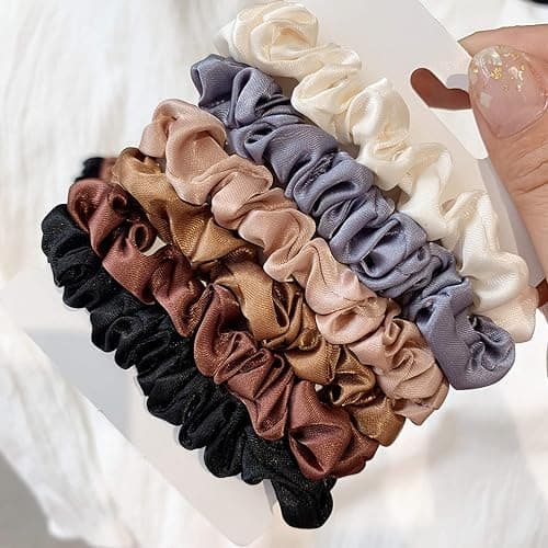 6pcs Elegant French satin headband versatile basic hair rope hair accessory rubber band - Image 1
