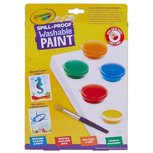 Crayola Spill Proof Paint Set - Washable Paint for Kids, Includes Paint Brush & Paper, No Drip, Less Mess Arts & Crafts, Toddler Gift, Ages 3+ thumbnail 12