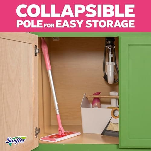 Swiffer Sweep and Mop Deluxe, Limited Edition Pink Wicked: for Good, 2-in-1 Floor Mopping and Sweeping Kit, 1 Sweeper Device, 5 Heavy Duty Dry Sweeping Cloths, 3 Heavy Duty Wet Mopping Cloths thumbnail 6