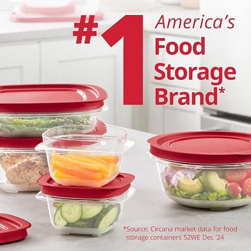 Rubbermaid EasyStore Rectangle and Square Containers, 22-Piece Set, Food Storage Containers, Food Storage Containers with Lids thumbnail 5