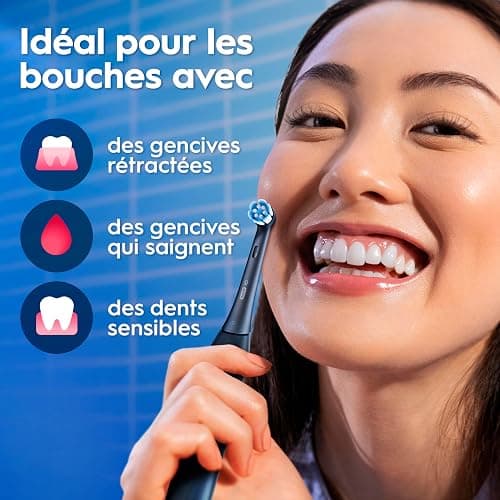 Oral-B Brosse A Dents Electrique iO 3 Noire, 3 Modes De Nettoyage Dont Blancheur, Brossage Silencieux, Capteur De Pression, Brossette De Rechange Oral B, Embout Rond, Chargeur, Etui De Voyage thumbnail 8