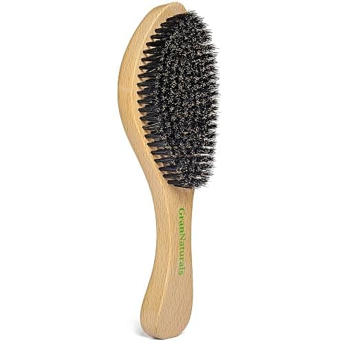 GranNaturals Medium Wave Brush & Smoothing Hair Brush - Curved Boar Bristle Hairbrush for 360 Waves & Slick Back Brush - Image 1