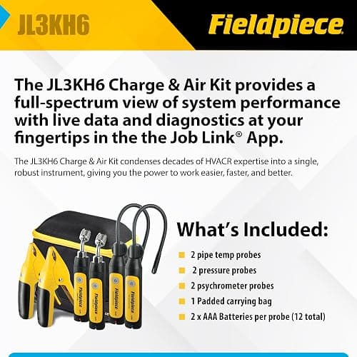 Fieldpiece - Job Link System HVACR Wireless Probe Kit - JL3KH6 - Fast Accurate Temps with Rapid Rail Technology - HVAC Tools with Padded Case thumbnail 5
