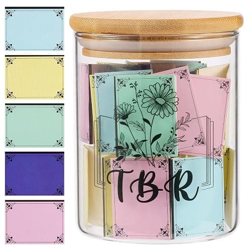 TBR Jar Gifts for Book Lovers Reading Accessories To Be Read List Jar with 100 Colorful Notes Bookish Bookworm Gift for Book lover (Style 1) - Image 1