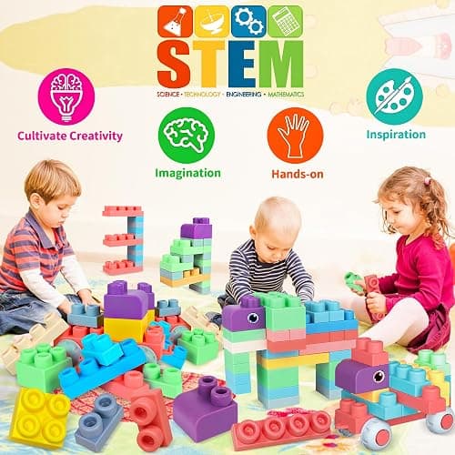 ROHSCE Soft Building Blocks for Toddlers, Large Building Blocks Stacking Blocks for Babies 6 Months and Up Stem Toddler Gifts, Teething Toys, 40 PCS thumbnail 8