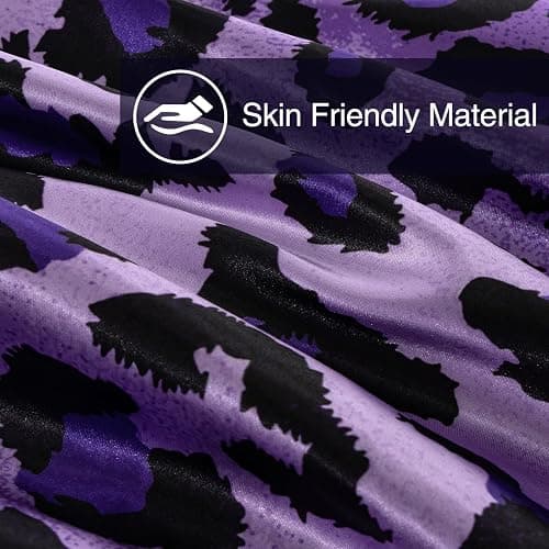 A Nice Night Leopard Printed，Satin Silky Soft Quilt Sexy Luxury Super Soft Microfiber Comforter Quilt Bedding Comforter Set Full/Queen, Light Weighted (Purple, Queen(88-by-88-inches)) thumbnail 6