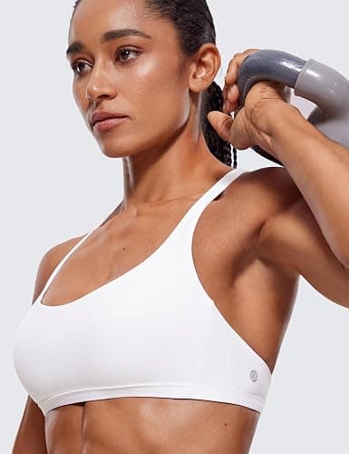 CRZ YOGA Naked Feeling Criss-Cross Sports Bra | Light Support, Removable Pads, Yoga, Sleek, Strappy Back, Scoop Neck, for Women thumbnail 5