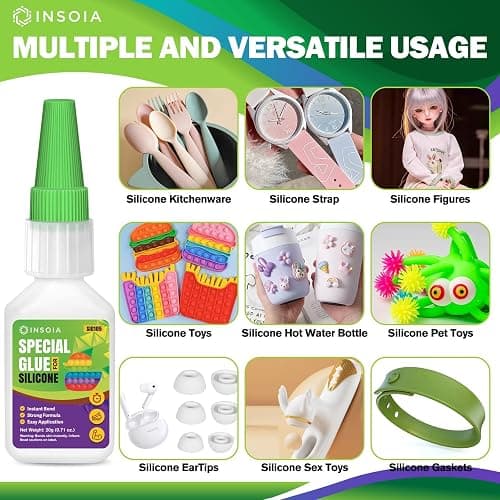 Silicone Glue, 20g Clear Super Glue for Silicone Repair Quick Fix Silicones Adhesive Heavy Duty Strong Crazy Instant Glue for Bonding Model, Toys, TPR, TPU, DIY Crafts and More thumbnail 3
